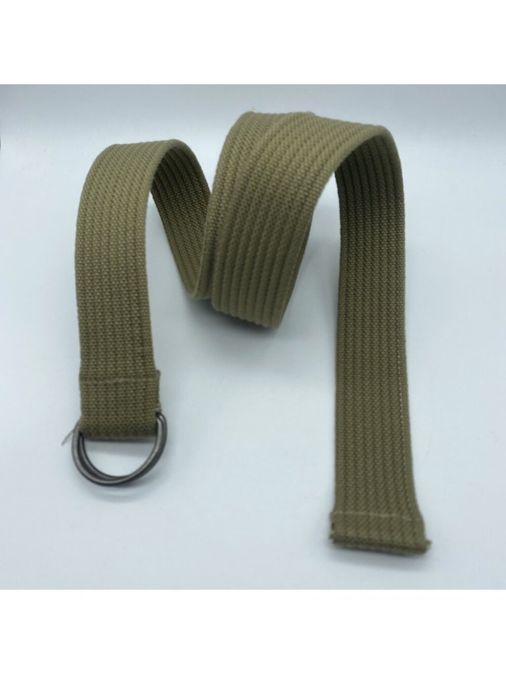 Men's Tan Khaki Ribbed D-Ring Belt 42" Adjustable Casual 1.5" Wide